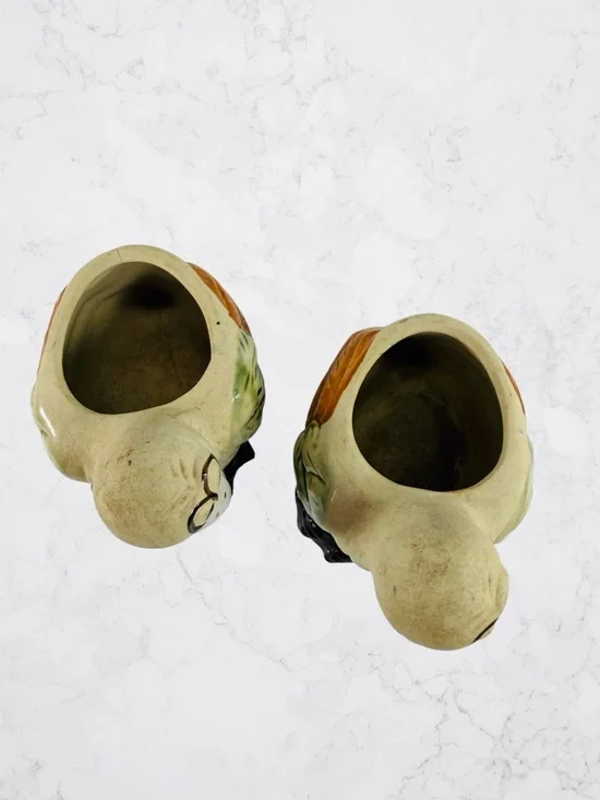 Pair Ceramic Pelican Planters Bud Vase Succulents Small Plants Beach Life Bird - Picture 6 of 9